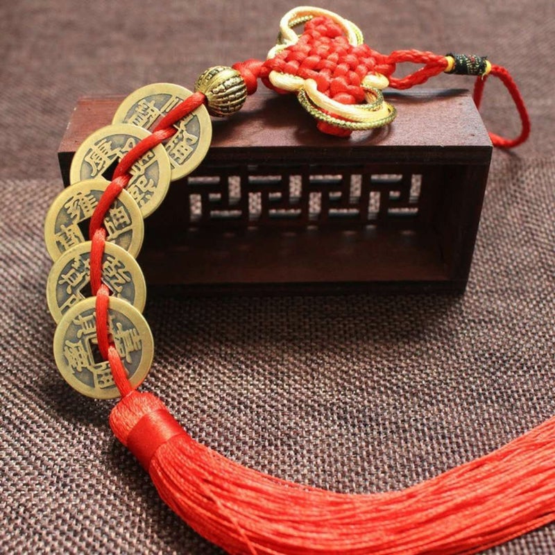 DDJYP Homer-wa Chinese Feng Shui Money Coins Lucky with Handmade Red Endless Knot Decoration - 2 Sets of 6 Coins - Image 4